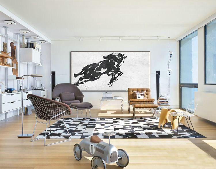Large Abstract Wall Art,Oversized Horizontal Minimal Art On Canvas - Large Abstract Wall Art